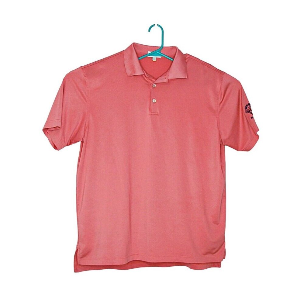 Peter Millar Golf Polo Shirt Summer Comfort Mens Lrg Pink PGA National Bear Hunt